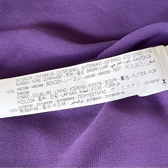 Zara Purple Jacquard Pleated Puff Sleeve Midi Dress Size S - Picture 13 of 16